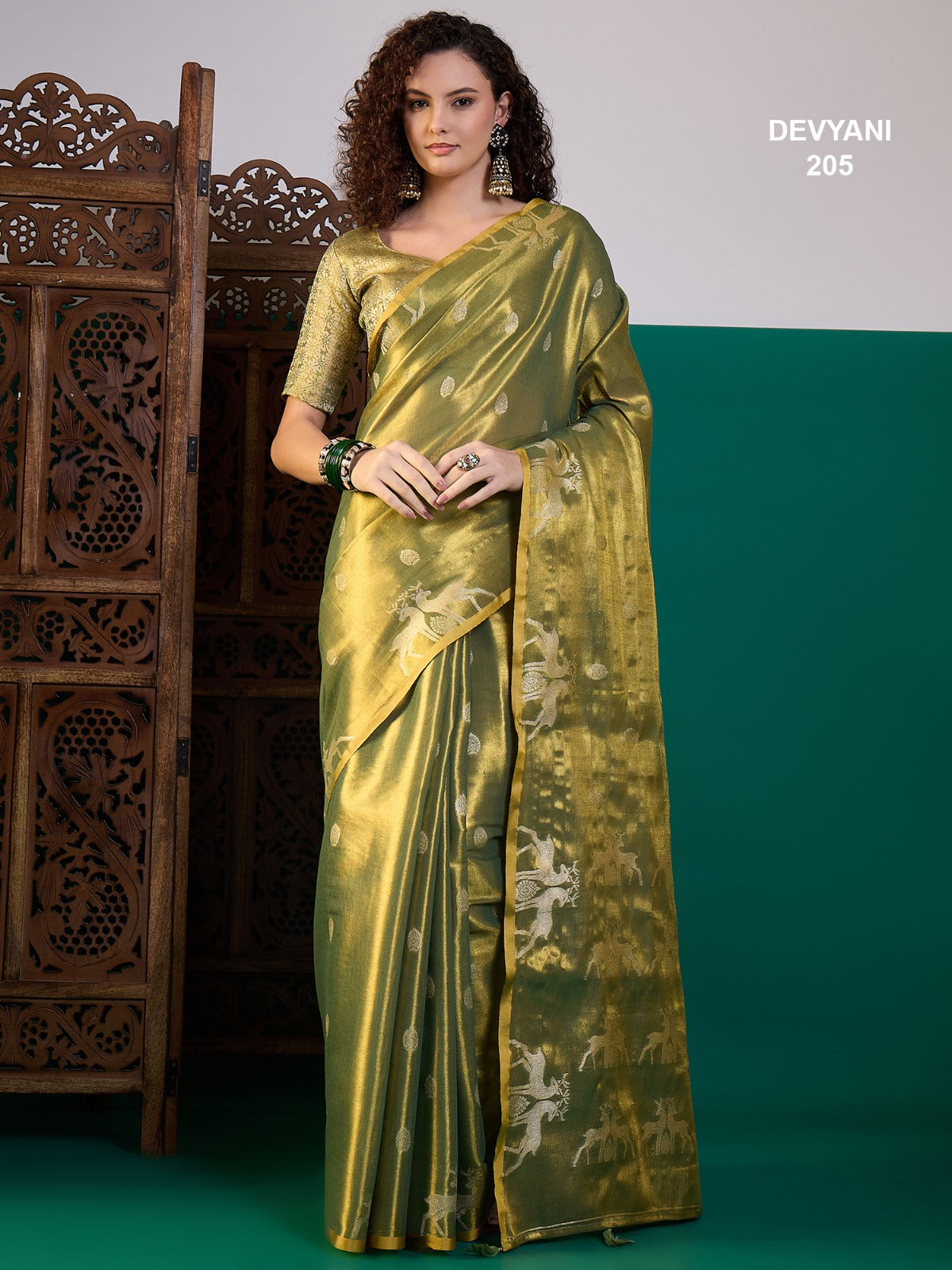 Premium Tissue Silk Saree With Rich Zari Woven Motifs & Designer Woven Blouse