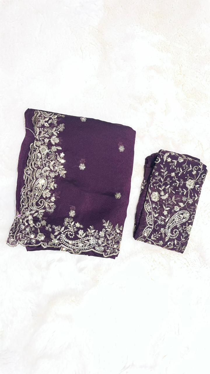 Zimi zoo Embroidered Cut Work Saree with Designer Blouse 04