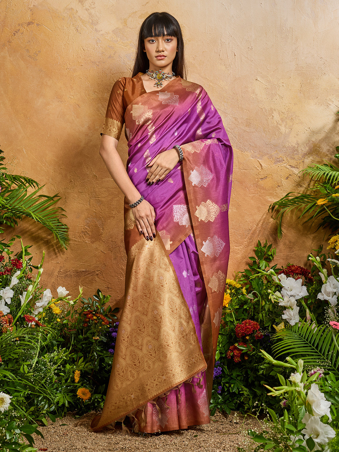 Handloom Paper Silk Saree with Rich Zari Woven Pallu