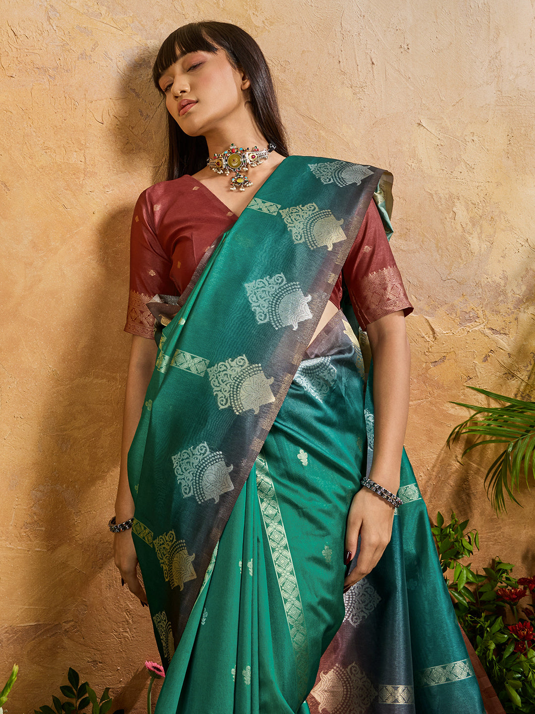 Handloom Paper Silk Saree with Rich Zari Woven Pallu