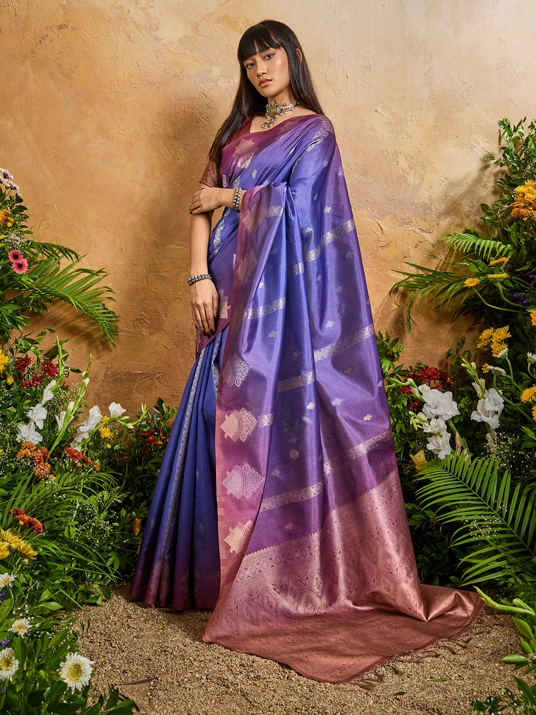 Handloom Paper Silk Saree with Rich Zari Woven Pallu