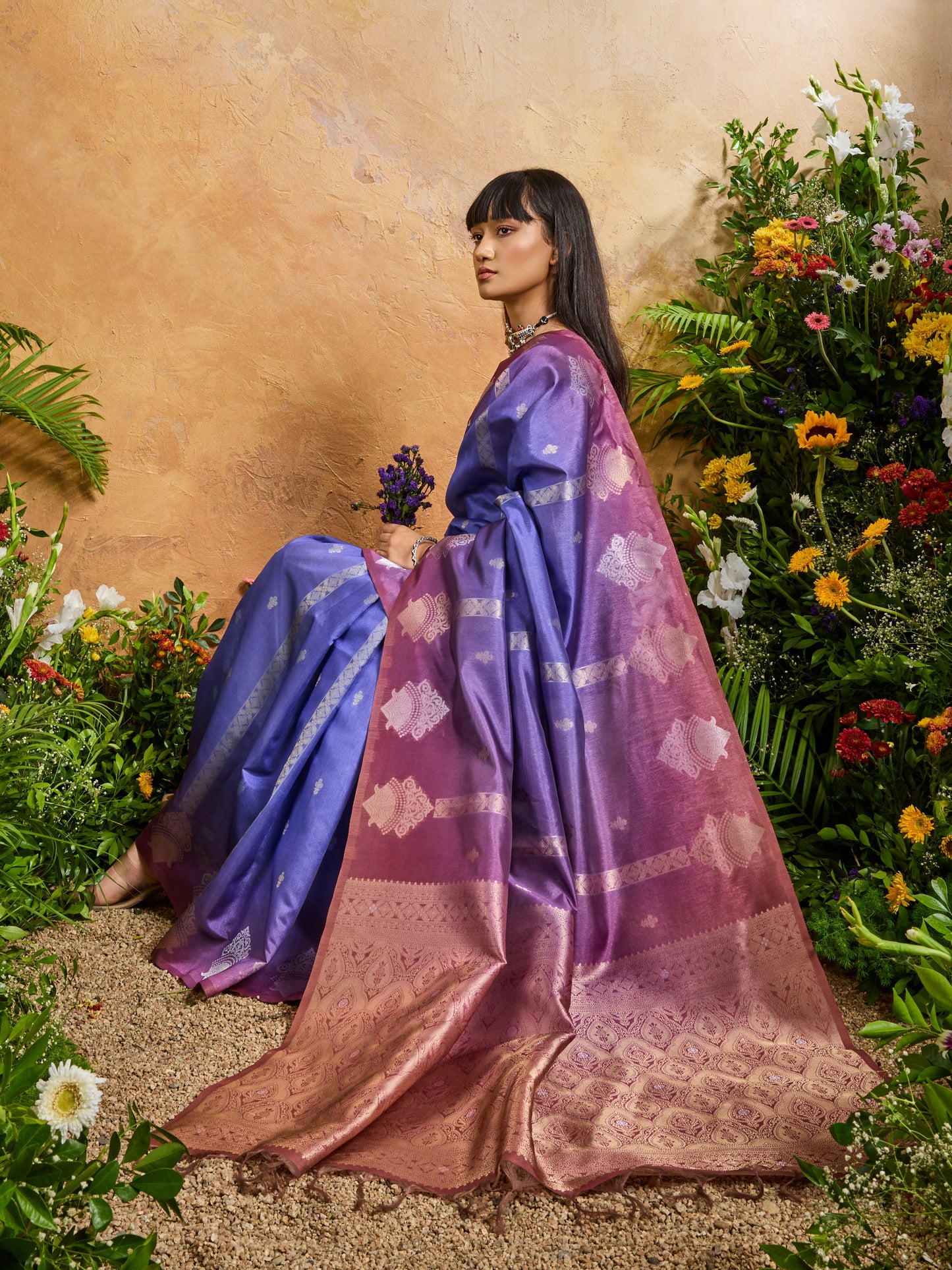 Handloom Paper Silk Saree with Rich Zari Woven Pallu