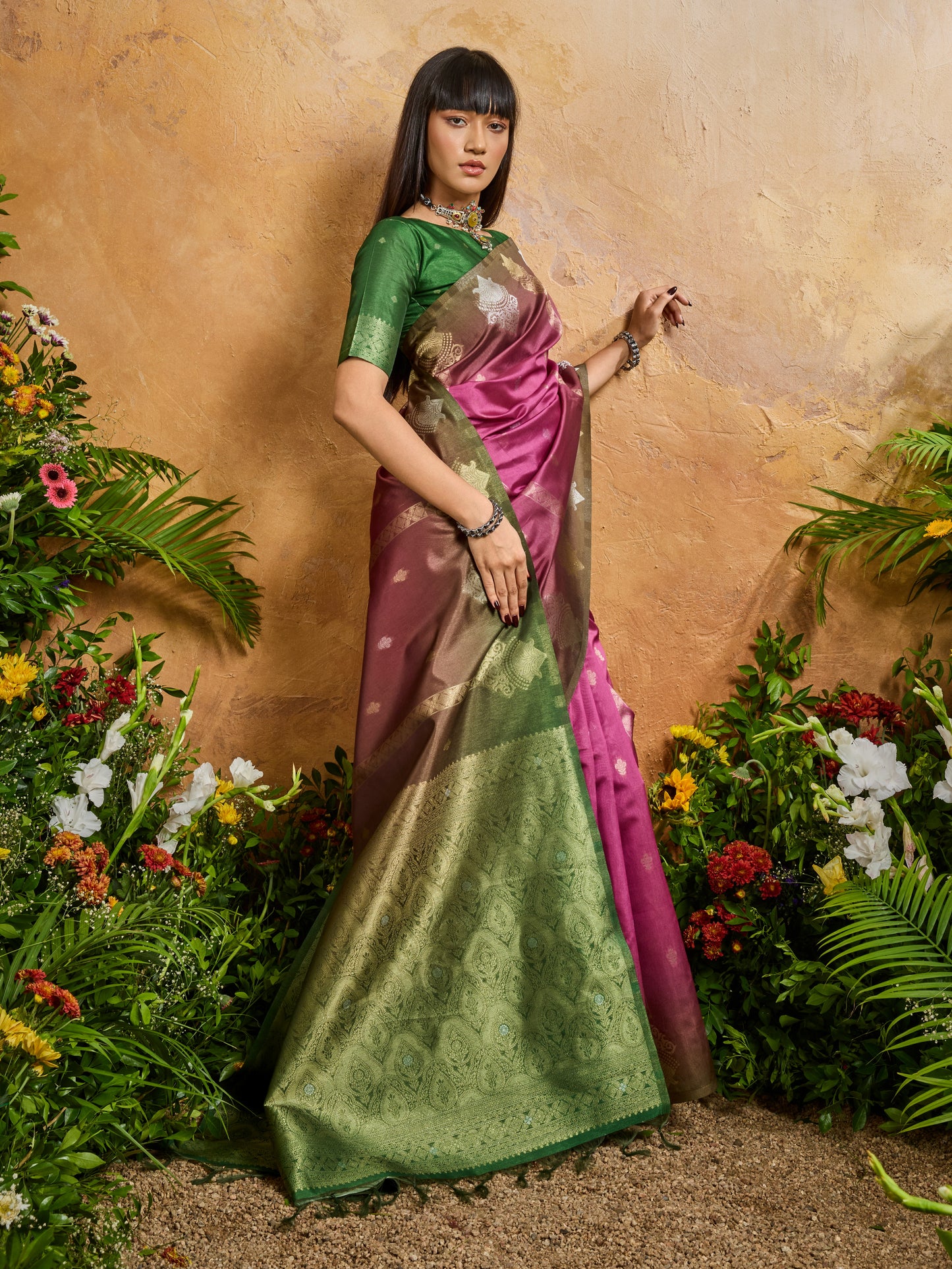 Handloom Paper Silk Saree with Rich Zari Woven Pallu