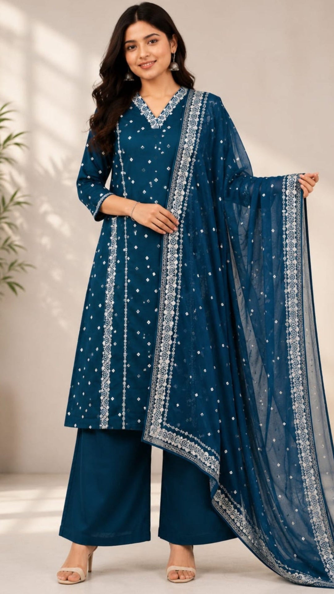 Jaipuri Pure Cotton 3 Piece Suit Set for Women
