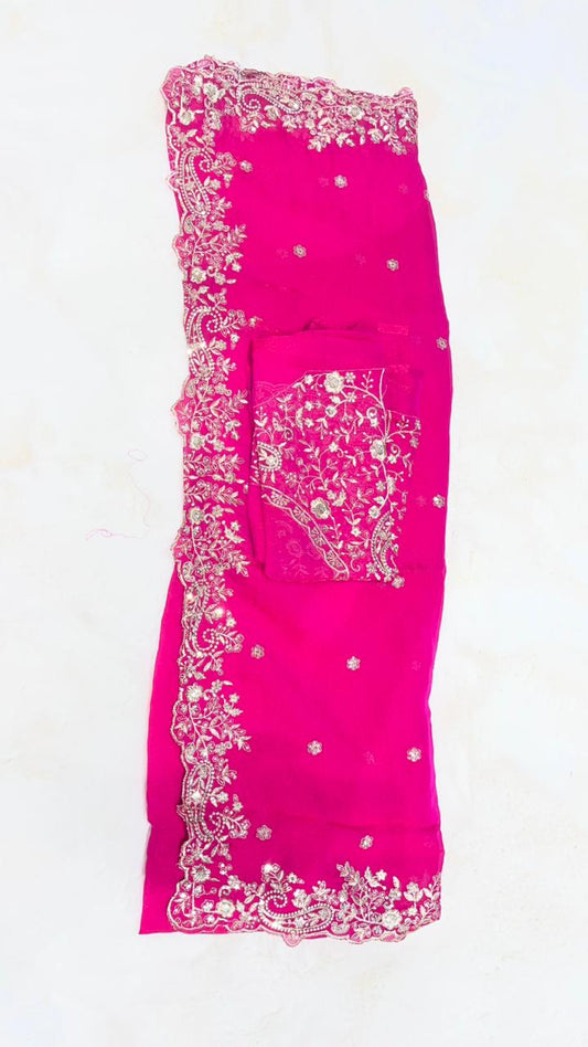 Zimi zoo Embroidered Cut Work Saree with Designer Blouse 05