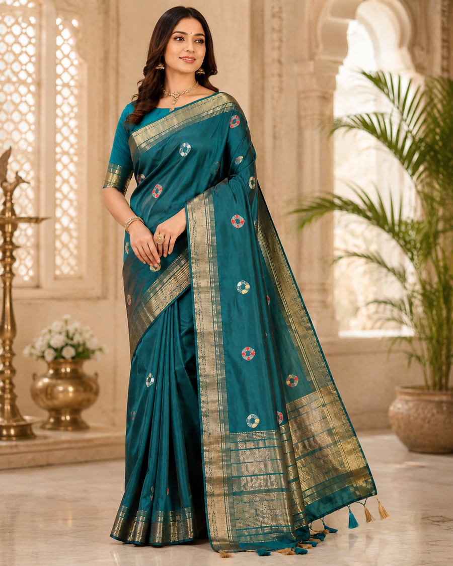 Handloom Bandhani Silk Saree rich Zari Border