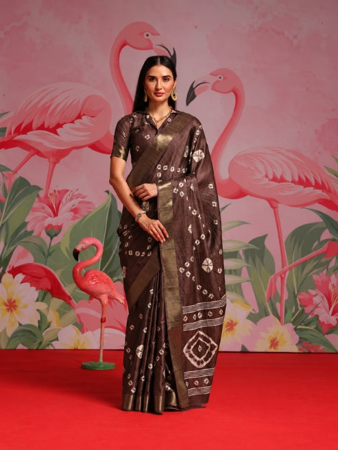 Cotton Silk  Saree With Rich Woven Border & Ethnic Butti Design For Womem