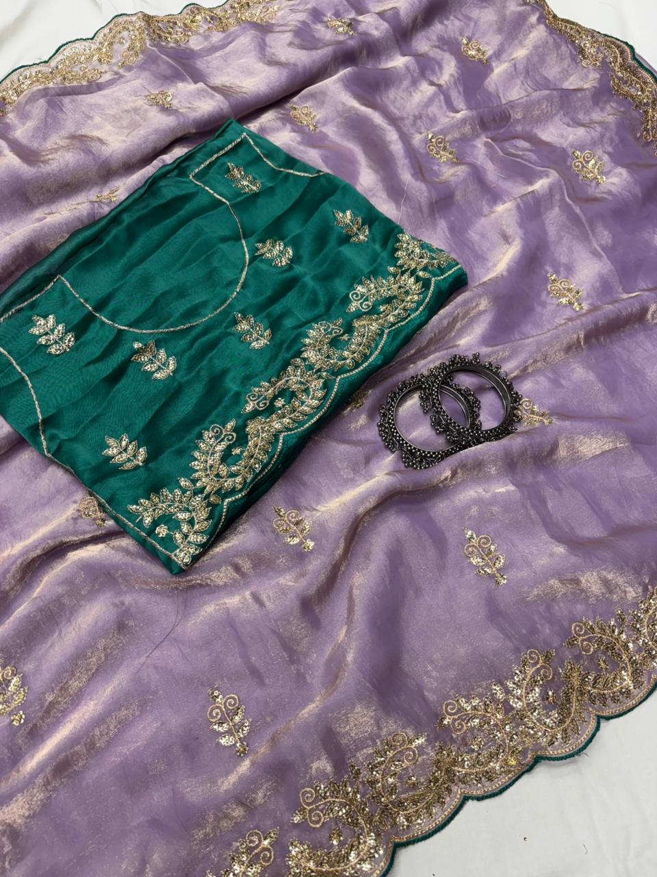 Fendy Satin Saree for Party Wear| Gota Patti Work | Marwadi Design | Contrast Blouse | Krishna Pooja Textiles