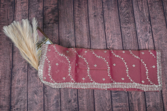 Premium Double Shadow Organza Saree with Designer Gota Patti Cut Work