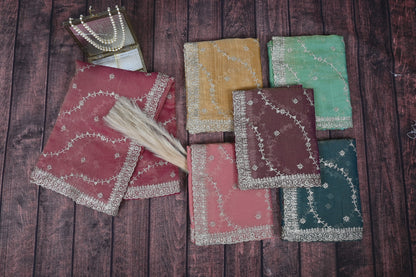 Premium Double Shadow Organza Saree with Designer Gota Patti Cut Work