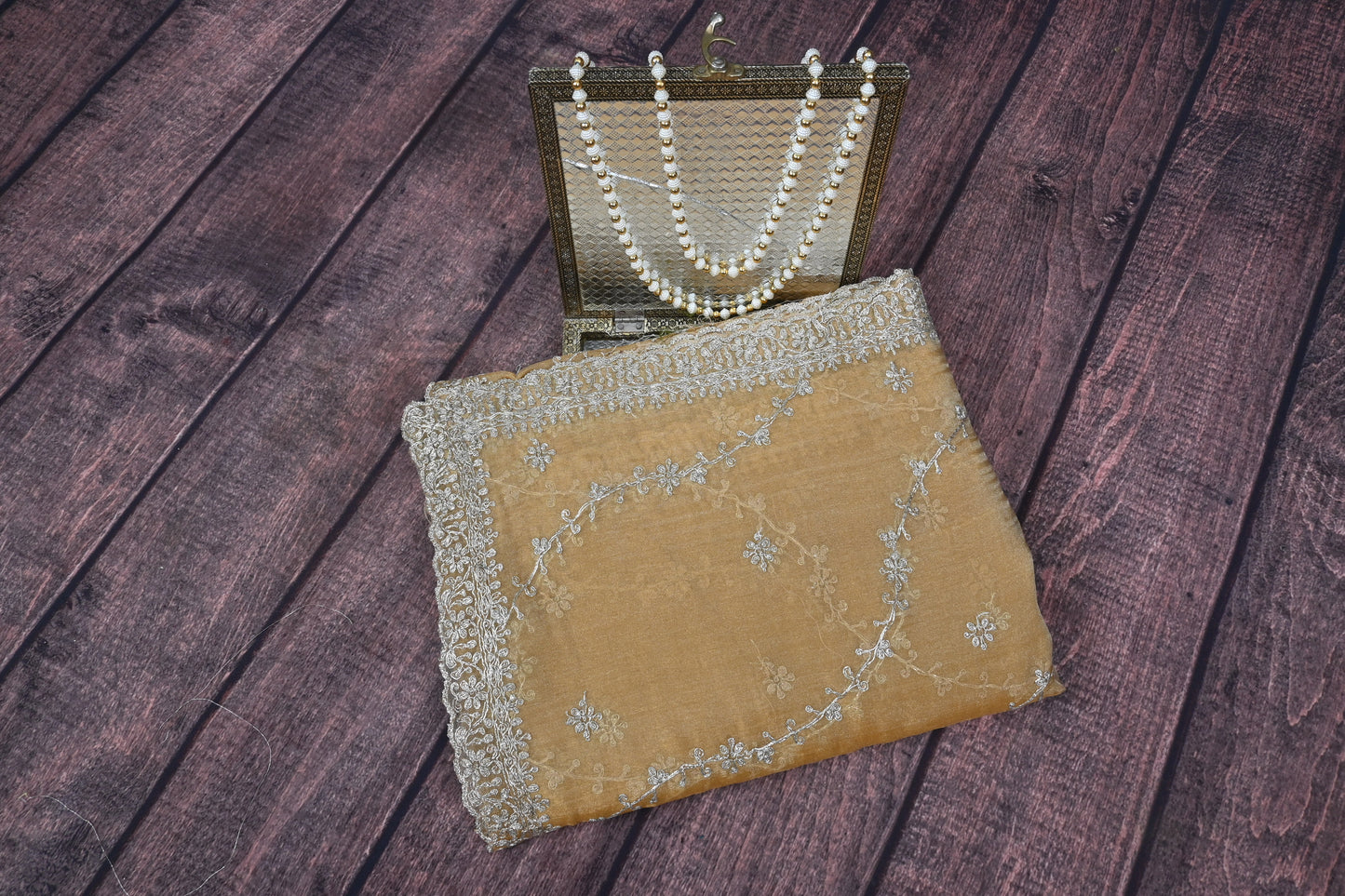 Premium Double Shadow Organza Saree with Designer Gota Patti Cut Work