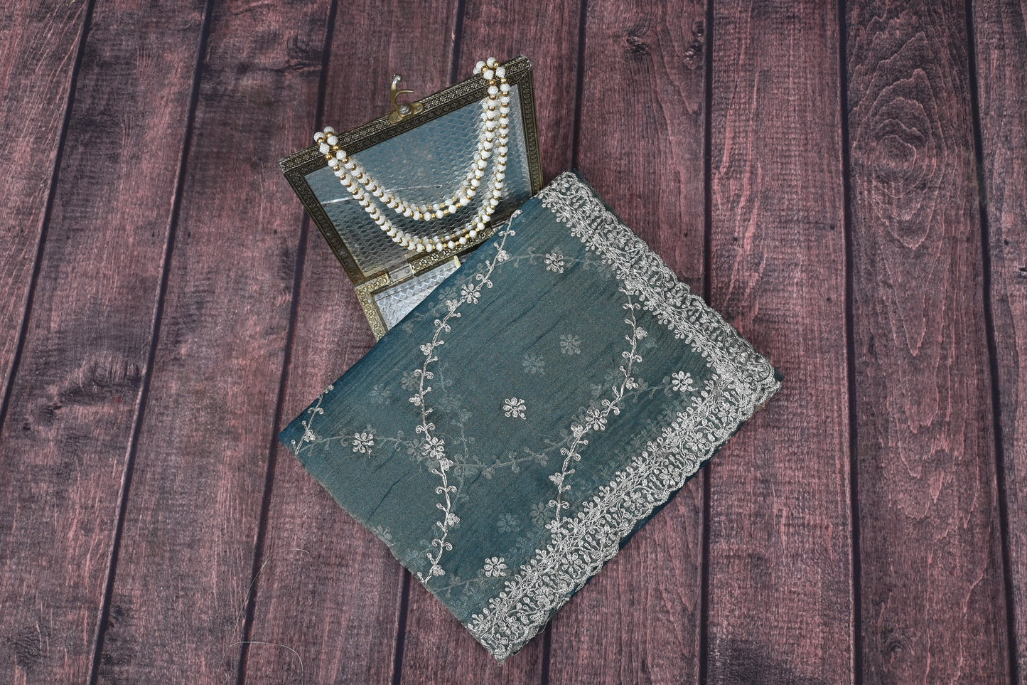 Premium Double Shadow Organza Saree with Designer Gota Patti Cut Work