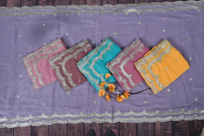 Simmer Chiffon Silk Saree with Gota Patti Cut Work & Sequin Embroidery | Premium Party Wear Saree