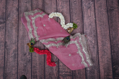 Simmer Chiffon Silk Saree with Gota Patti Cut Work & Sequin Embroidery | Premium Party Wear Saree