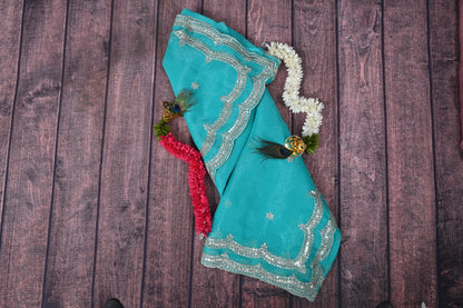 Simmer Chiffon Silk Saree with Gota Patti Cut Work & Sequin Embroidery | Premium Party Wear Saree