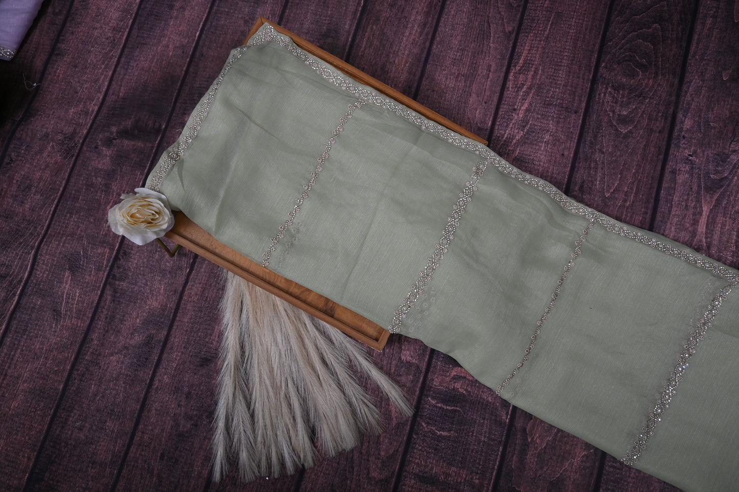 Exclusive Pure Georgette Saree with Luxury Stone Hand Work & Heavy Designer Border |