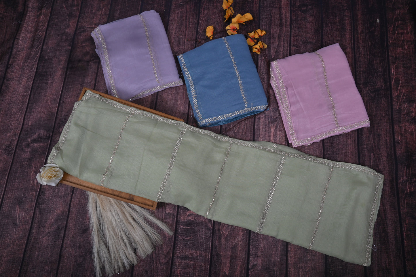 Exclusive Pure Georgette Saree with Luxury Stone Hand Work & Heavy Designer Border |