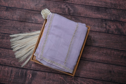 Exclusive Pure Georgette Saree with Luxury Stone Hand Work & Heavy Designer Border |