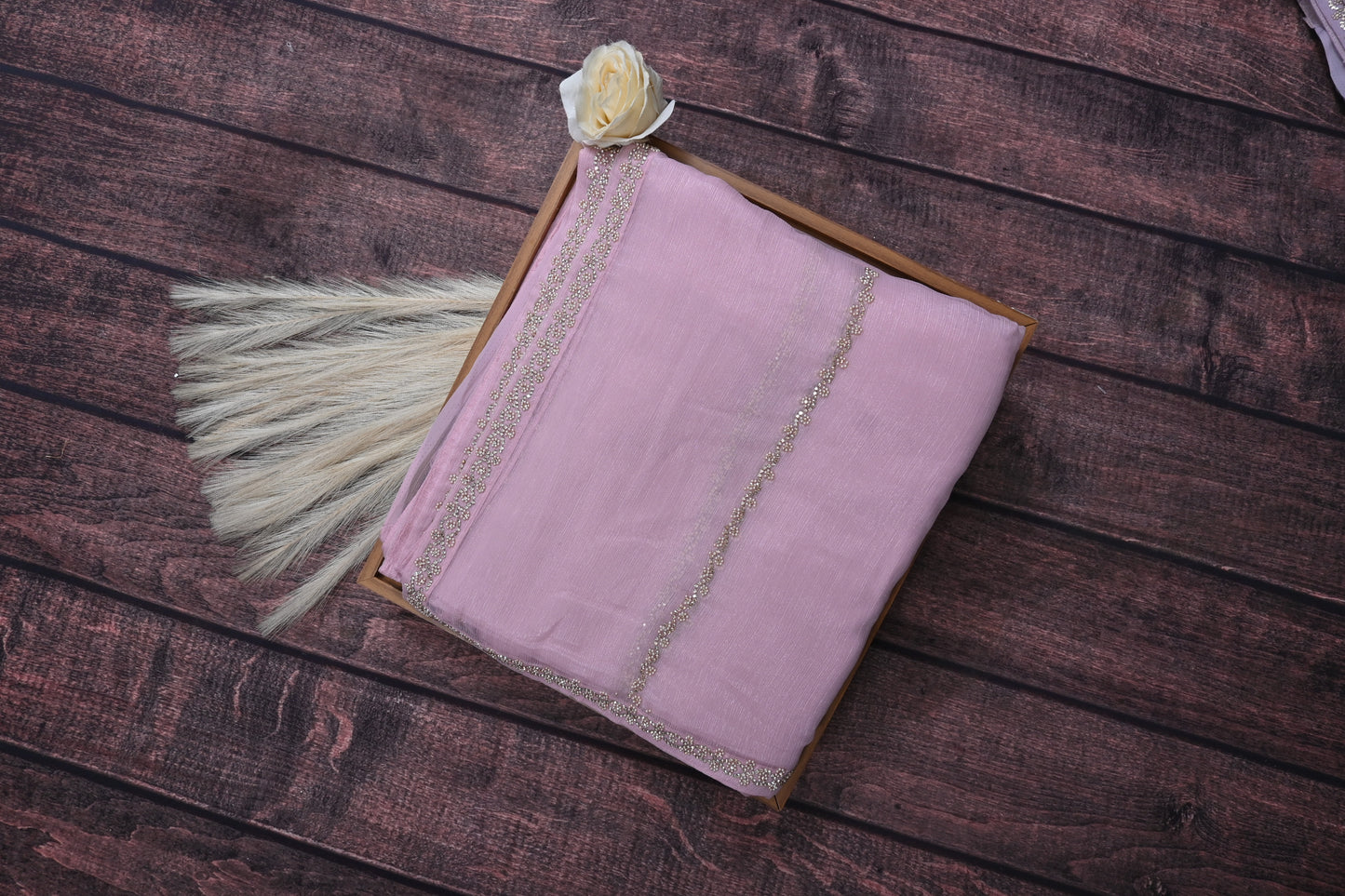 Exclusive Pure Georgette Saree with Luxury Stone Hand Work & Heavy Designer Border |