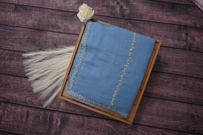 Exclusive Pure Georgette Saree with Luxury Stone Hand Work & Heavy Designer Border |