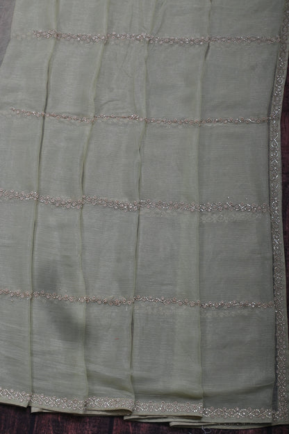 Exclusive Pure Georgette Saree with Luxury Stone Hand Work & Heavy Designer Border |
