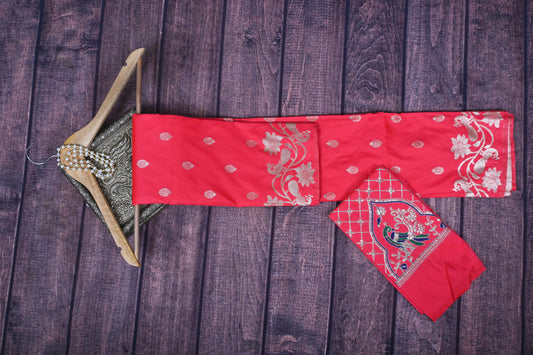 Premium Soft Silk Kathpadar Saree with Royal Peacock Motif & Heavy Aari Work Blouse