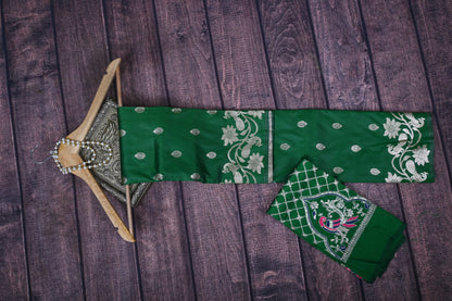 Premium Soft Silk Kathpadar Saree with Royal Peacock Motif & Heavy Aari Work Blouse