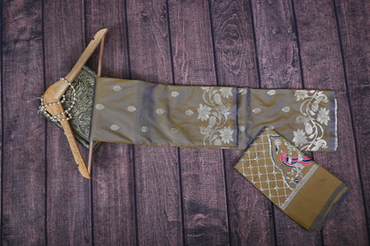 Premium Soft Silk Kathpadar Saree with Royal Peacock Motif & Heavy Aari Work Blouse