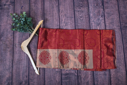 Premium Tissue Silk Kathpadar Saree with Rich Zari Work & Contrast Blouse | Traditional Maharashtrian Ethnic Wear by KrishnaPoojatextile