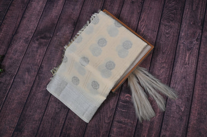 Premium Linen Cotton Saree with Elegant Sequence & Heavy Embroidery Work | Sophisticated Party Wear Collection by KrishnaPoojatextile