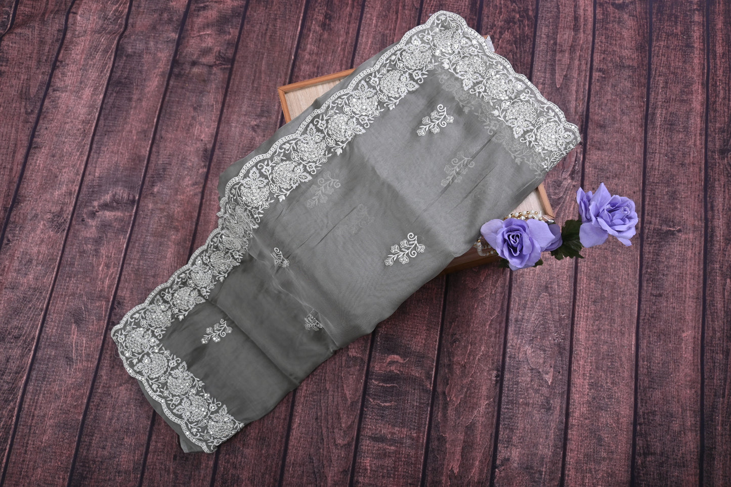 Cutwork Embroidery Organza Saree with Zimmy Choo Work | Designer Party Wear Saree 6.3m