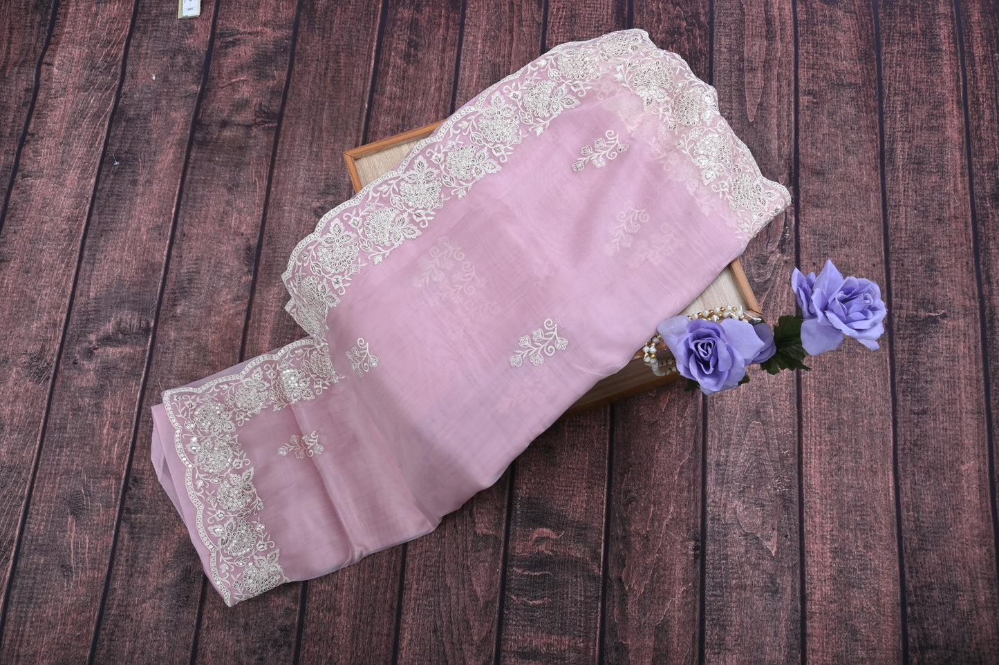 Cutwork Embroidery Organza Saree with Zimmy Choo Work | Designer Party Wear Saree 6.3m