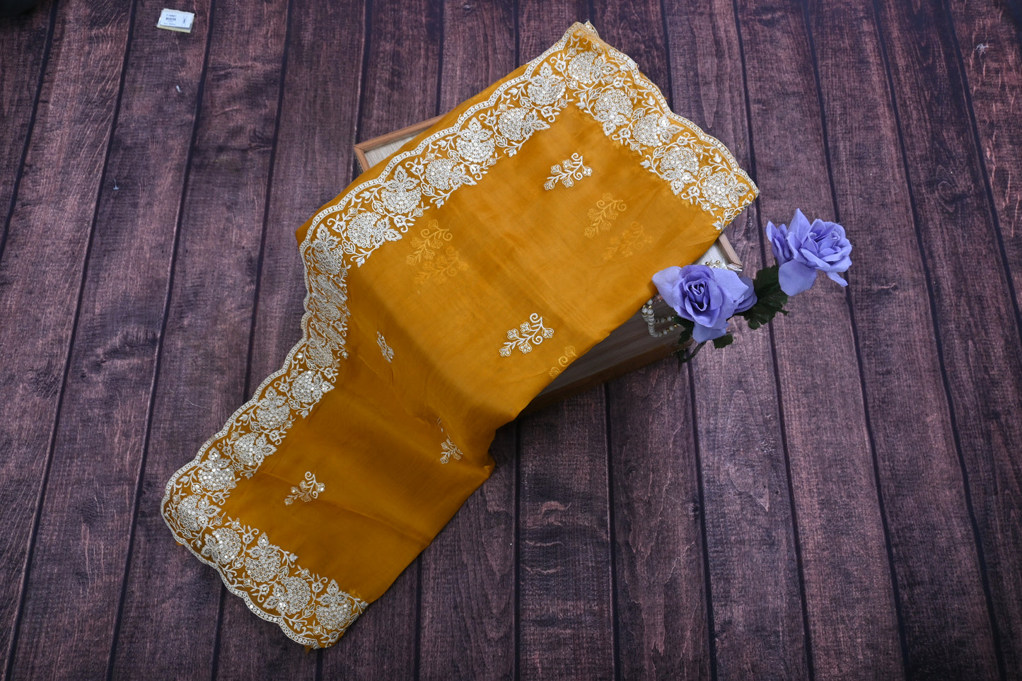 Cutwork Embroidery Organza Saree with Zimmy Choo Work | Designer Party Wear Saree 6.3m