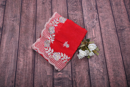 Cut Work Sequence Organza Saree with Contrast Blouse | 6.3 Meter Party Wear Saree