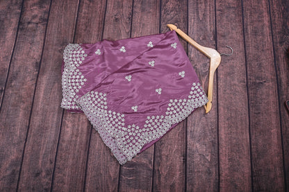 Premium Organza Embroidery Cutwork Border Saree with Sequins Work & Contrast Blouse | Designer Party Wear Saree