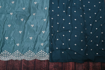 Premium Organza Embroidery Cutwork Border Saree with Sequins Work & Contrast Blouse | Designer Party Wear Saree