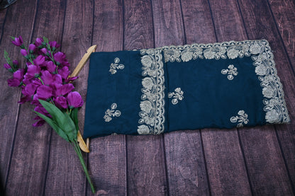 Designer Satin Silk Saree with Gotta Patti Cut Work Border | Designer Blouse | Party Wear Wedding Saree 6.3