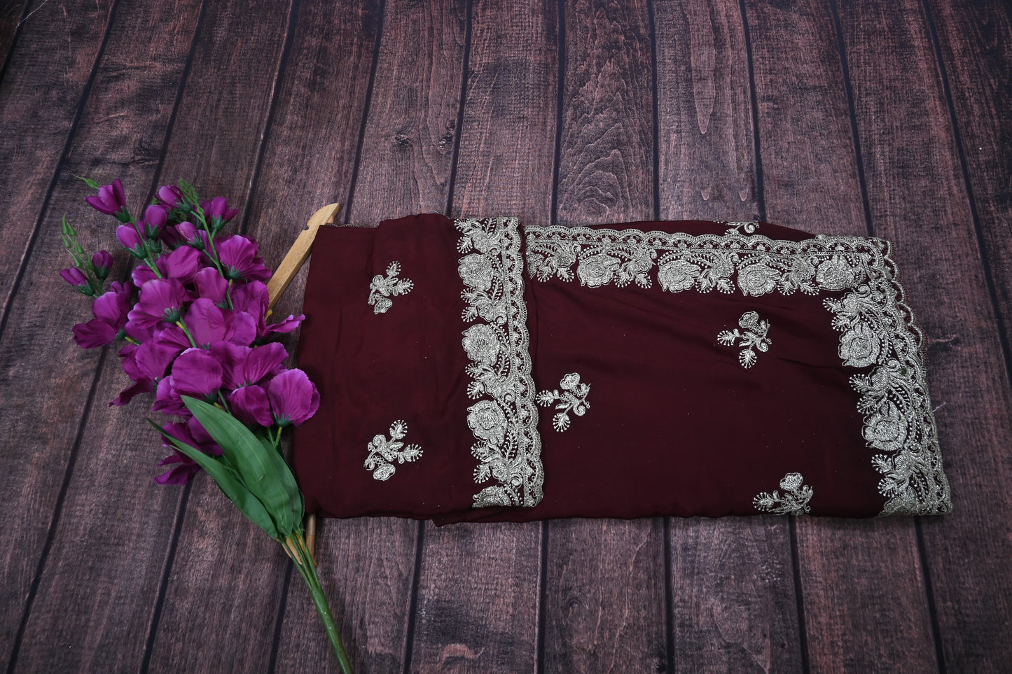 Designer Satin Silk Saree with Gotta Patti Cut Work Border | Designer Blouse | Party Wear Wedding Saree 6.3