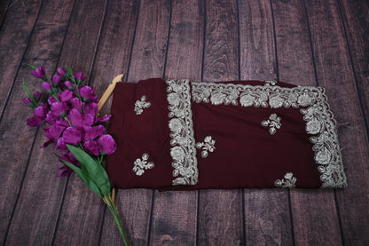 Designer Satin Silk Saree with Gotta Patti Cut Work Border | Designer Blouse | Party Wear Wedding Saree 6.3