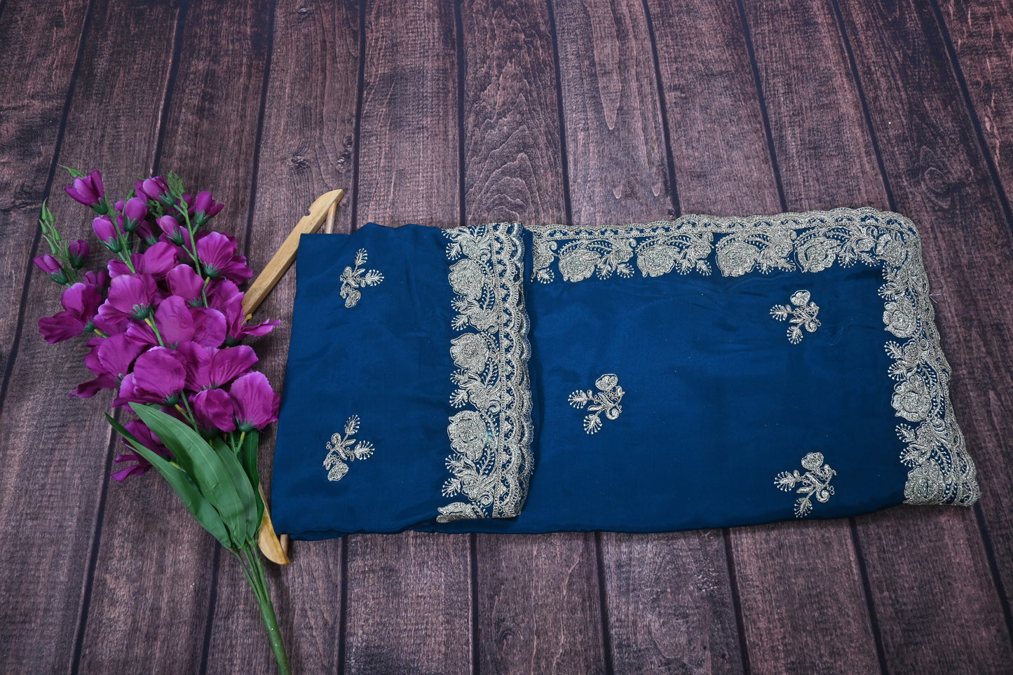 Designer Satin Silk Saree with Gotta Patti Cut Work Border | Designer Blouse | Party Wear Wedding Saree 6.3