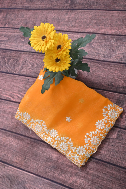 Designer Shimmer Chiffon Saree with Embroidery Sequence Work | Designer Blouse | Party Wear Saree for Women