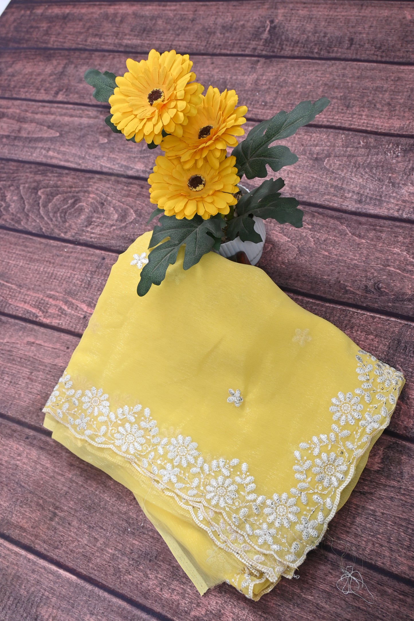 Designer Shimmer Chiffon Saree with Embroidery Sequence Work | Designer Blouse | Party Wear Saree for Women