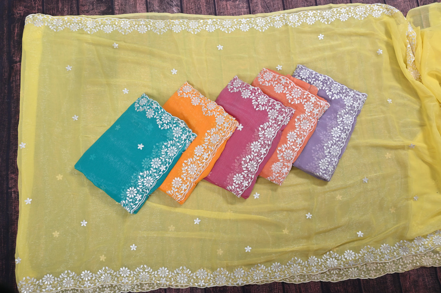 Designer Shimmer Chiffon Saree with Embroidery Sequence Work | Designer Blouse | Party Wear Saree for Women