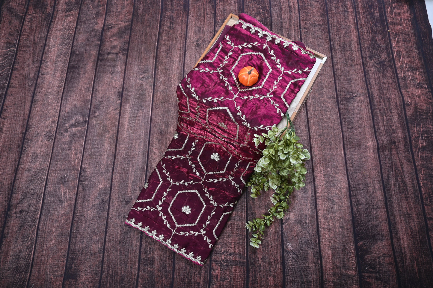 Designer Satin Silk Saree with Pure Gotta Patti Work | Wedding & Party Wear Saree