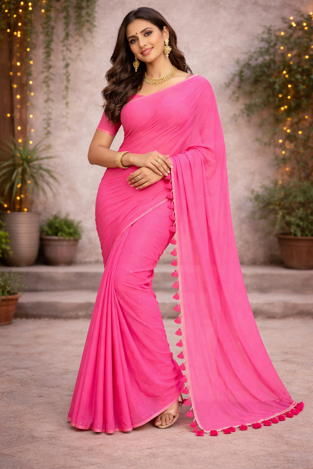 Rashmika Style Sitara  Linen Cottan  Saree 6.3m with Blouse for Fancy Look