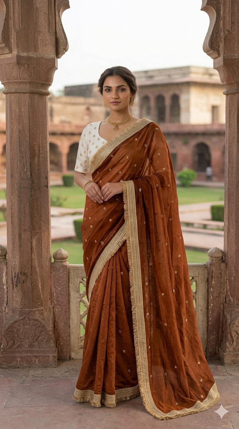 Fendy Satin Fancy Saree with Embroidery Work & Banarasi Border | Krishna Textile Market