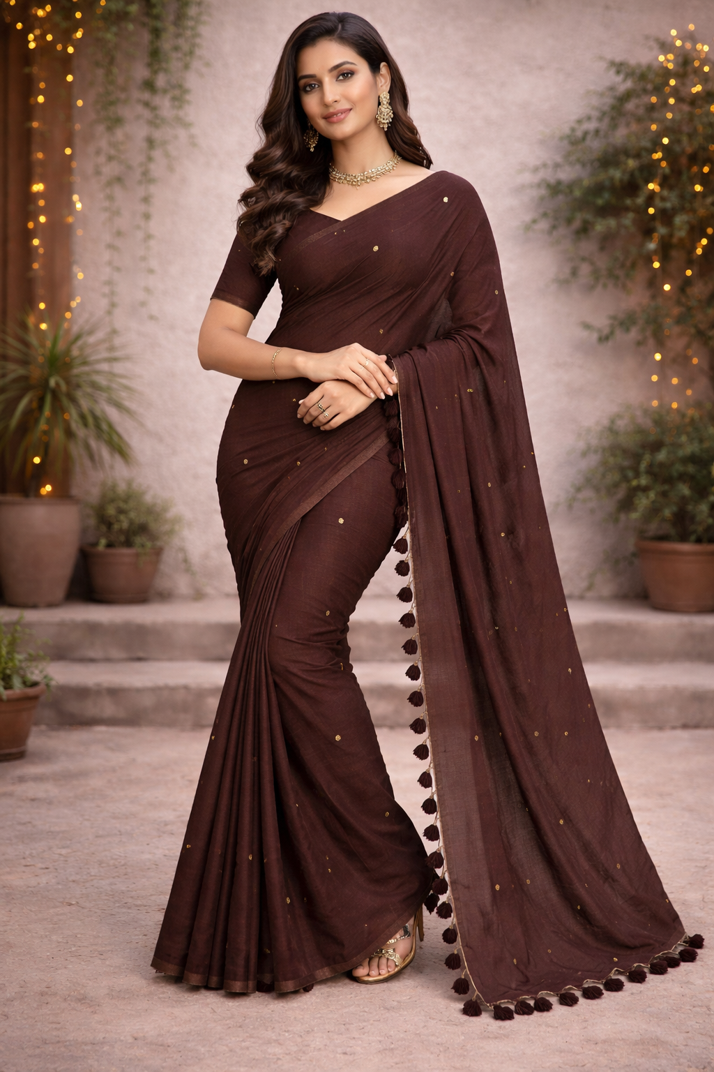 Rashmika Style Sitara  Linen Cottan  Saree 6.3m with Blouse for Fancy Look