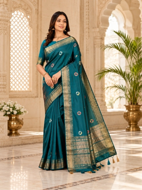 Handloom Bandhani Silk Saree rich Zari Border