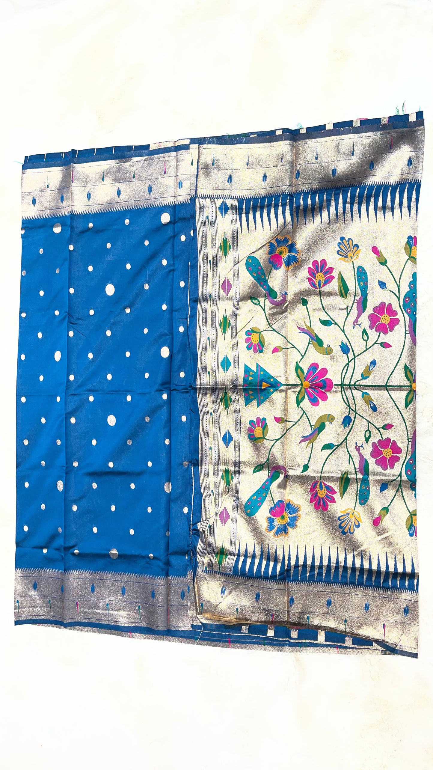 Chandrika Silk Kathpadar Muniya Paithani Saree with Rich Pallu & Zari Border-01