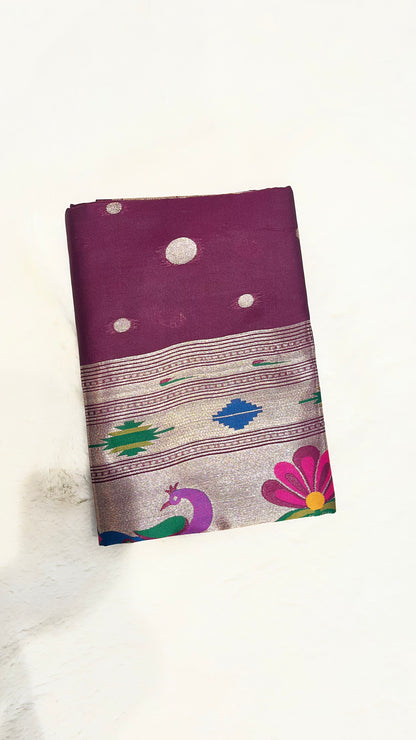 Chandrika Silk Kathpadar Muniya Paithani Saree with Rich Pallu & Zari Border-04